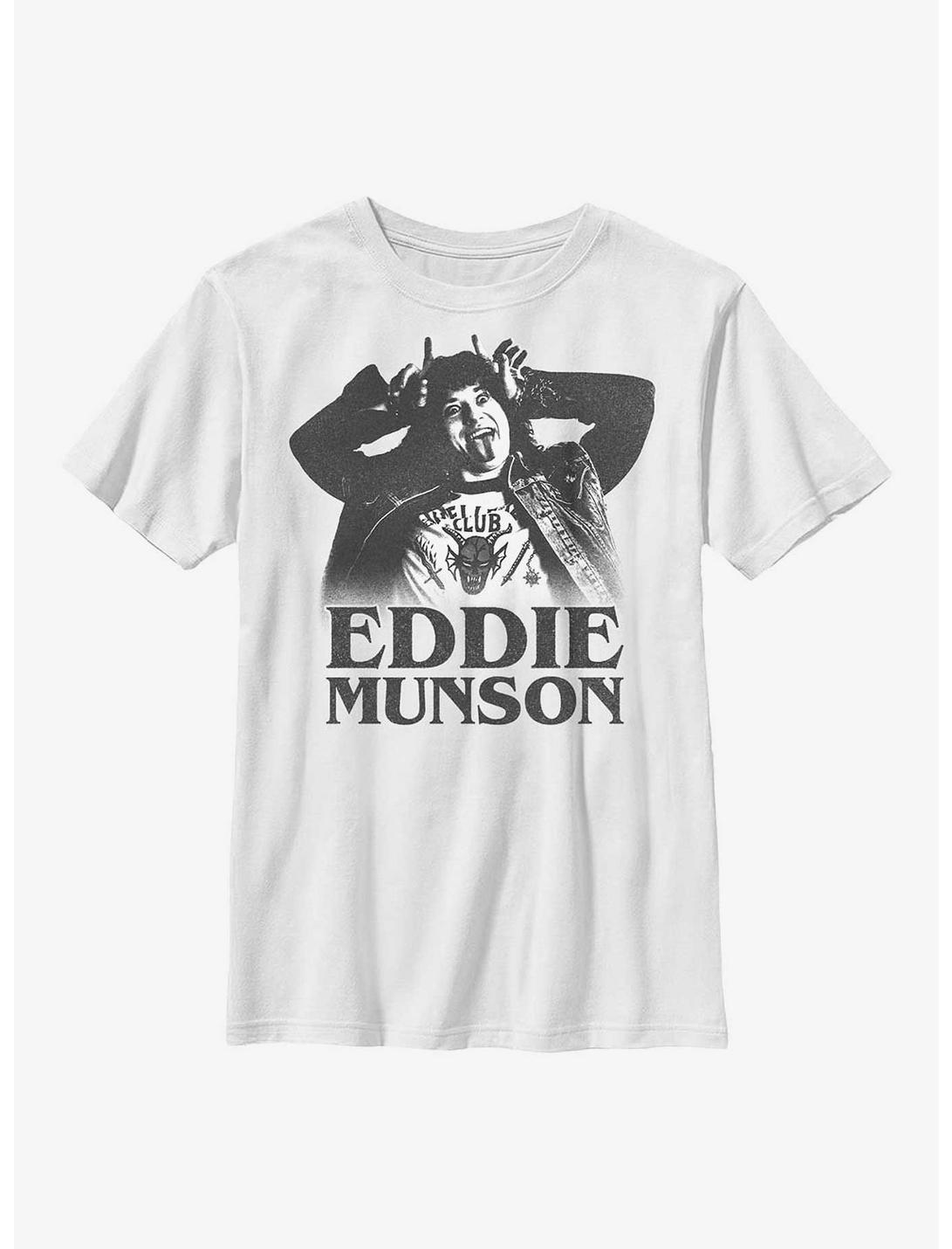 Stranger Things Eddie Munson Horns Youth T-Shirt, WHITE, hi-res