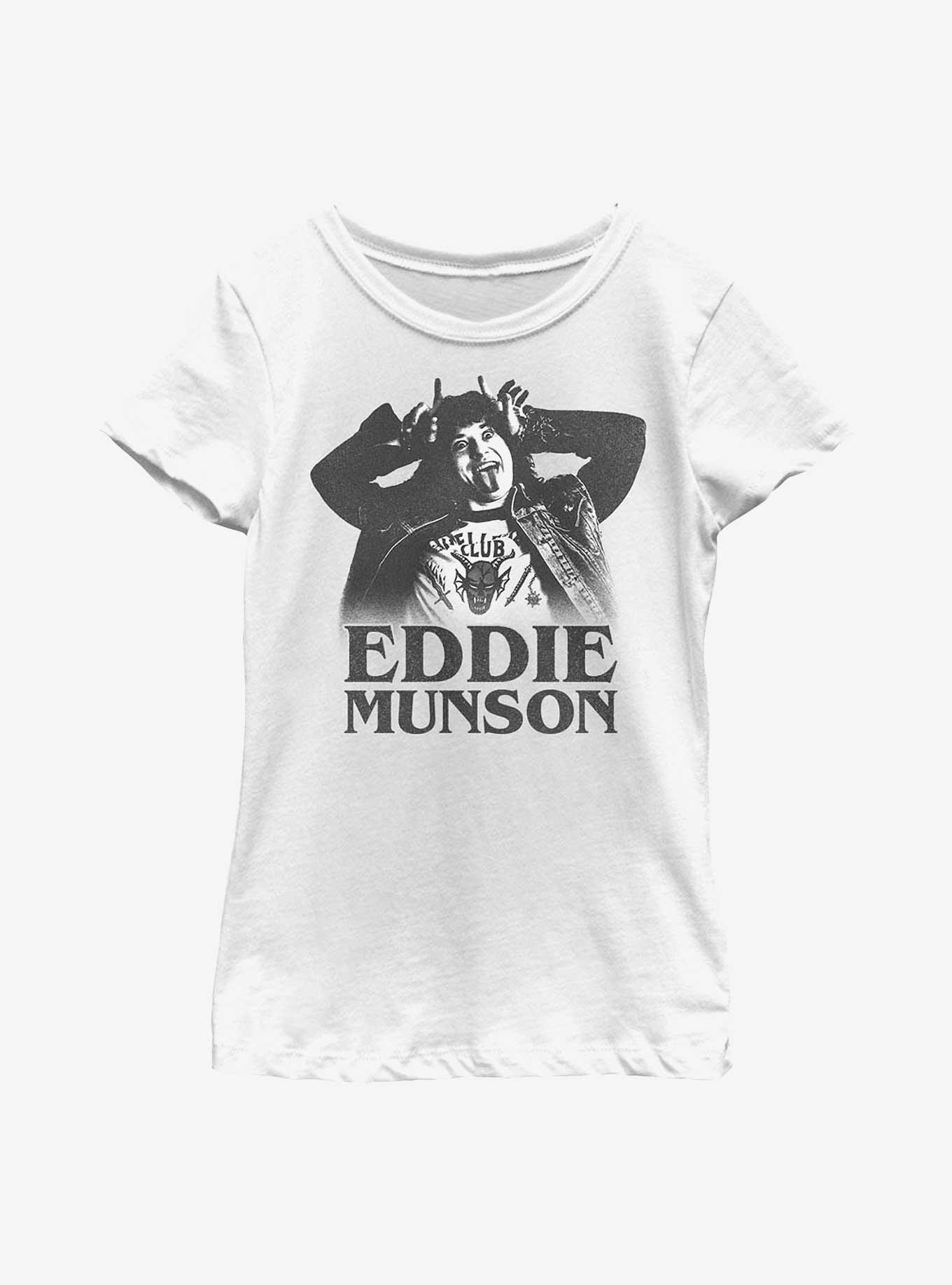 Stranger Things Eddie Munson Horns Youth Girls T-Shirt, WHITE, hi-res