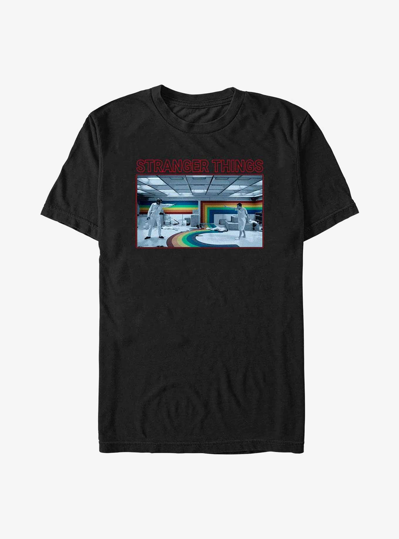 Stranger Things Rainbow Room Fight T-Shirt, BLACK, hi-res