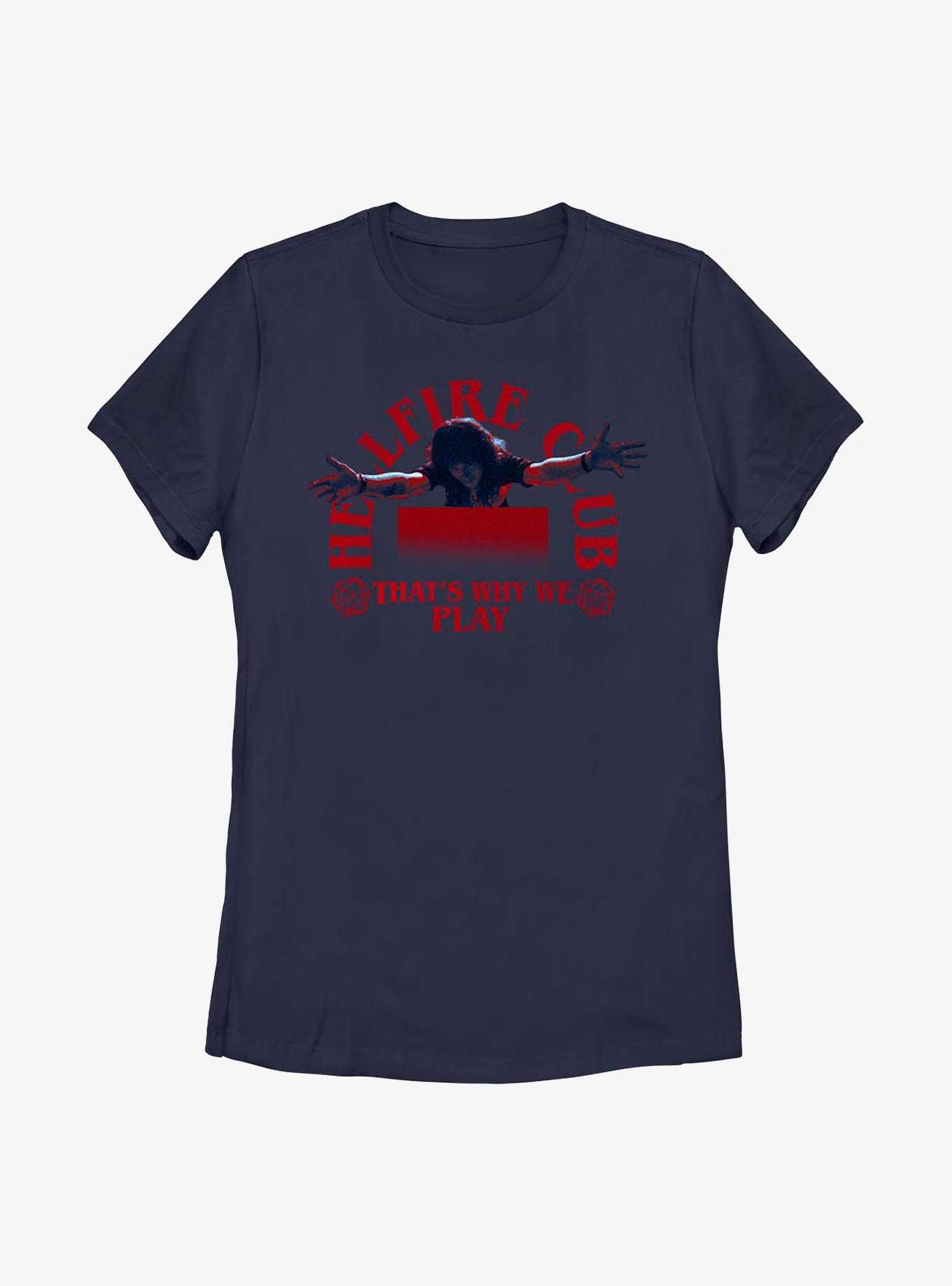 Stranger Things Hellfire Club That's Why We Play Womens T-Shirt, NAVY, hi-res