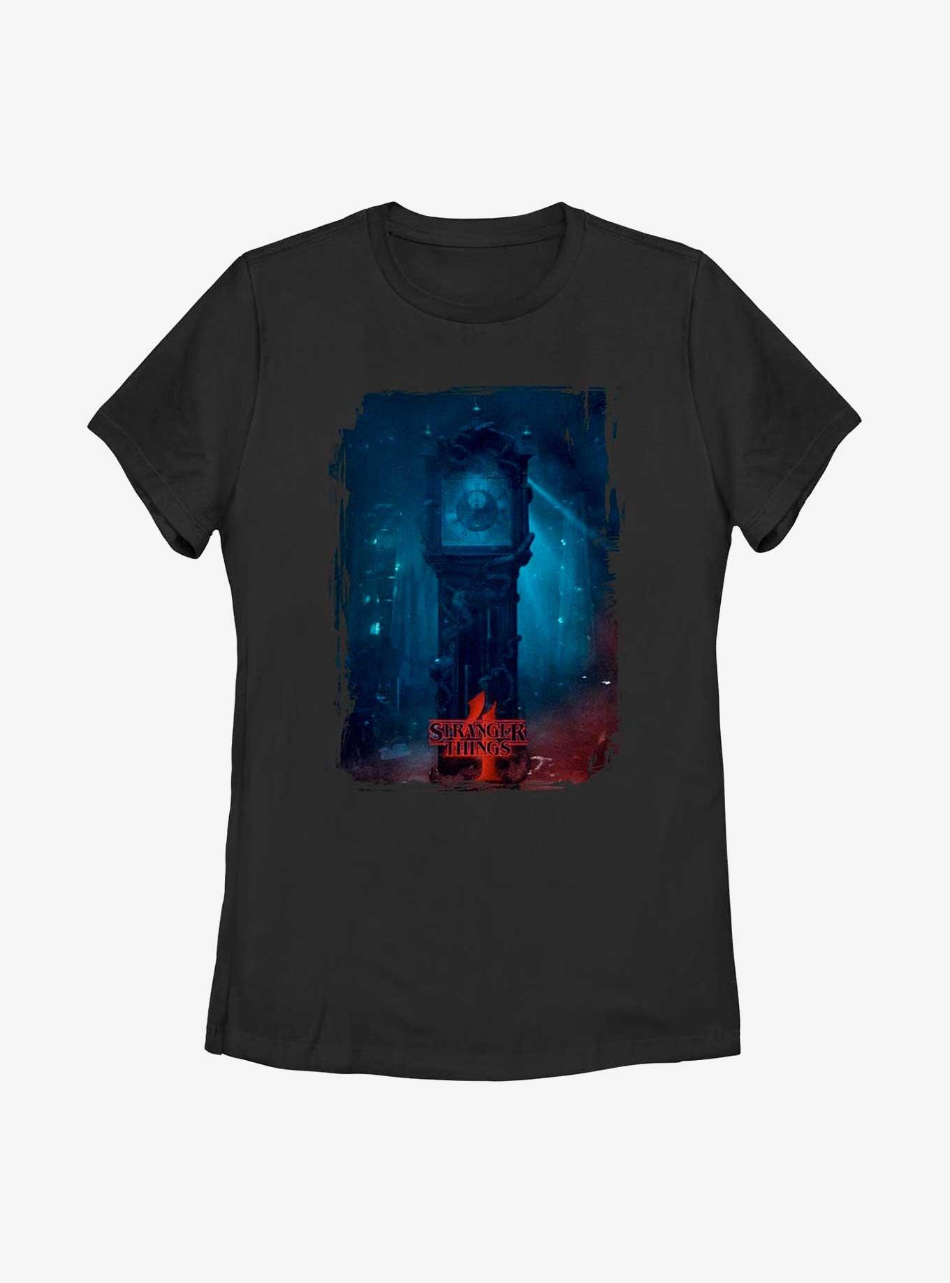 Stranger Things Vecna Clock Poster Womens T-Shirt, BLACK, hi-res