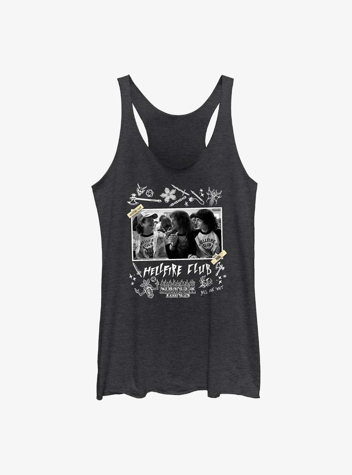 Stranger Things Hellfire Club Scrapbook Womens Tank Top, BLK HTR, hi-res