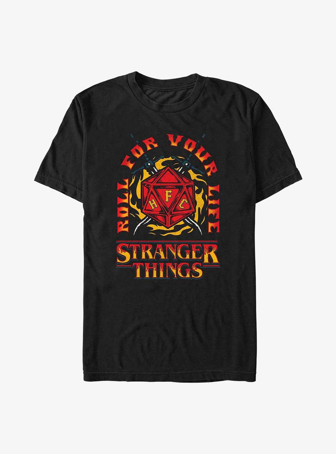 Stranger Things Fire and Dice T-Shirt, BLACK, hi-res