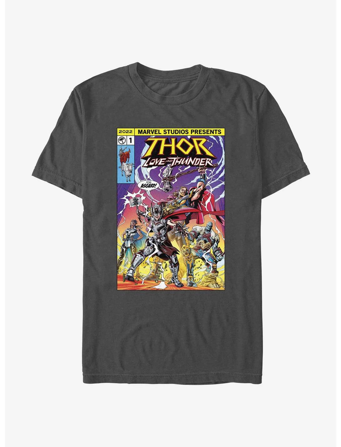 Marvel Thor: Love And Thunder For Asgard Comic Cover T-Shirt, CHARCOAL, hi-res