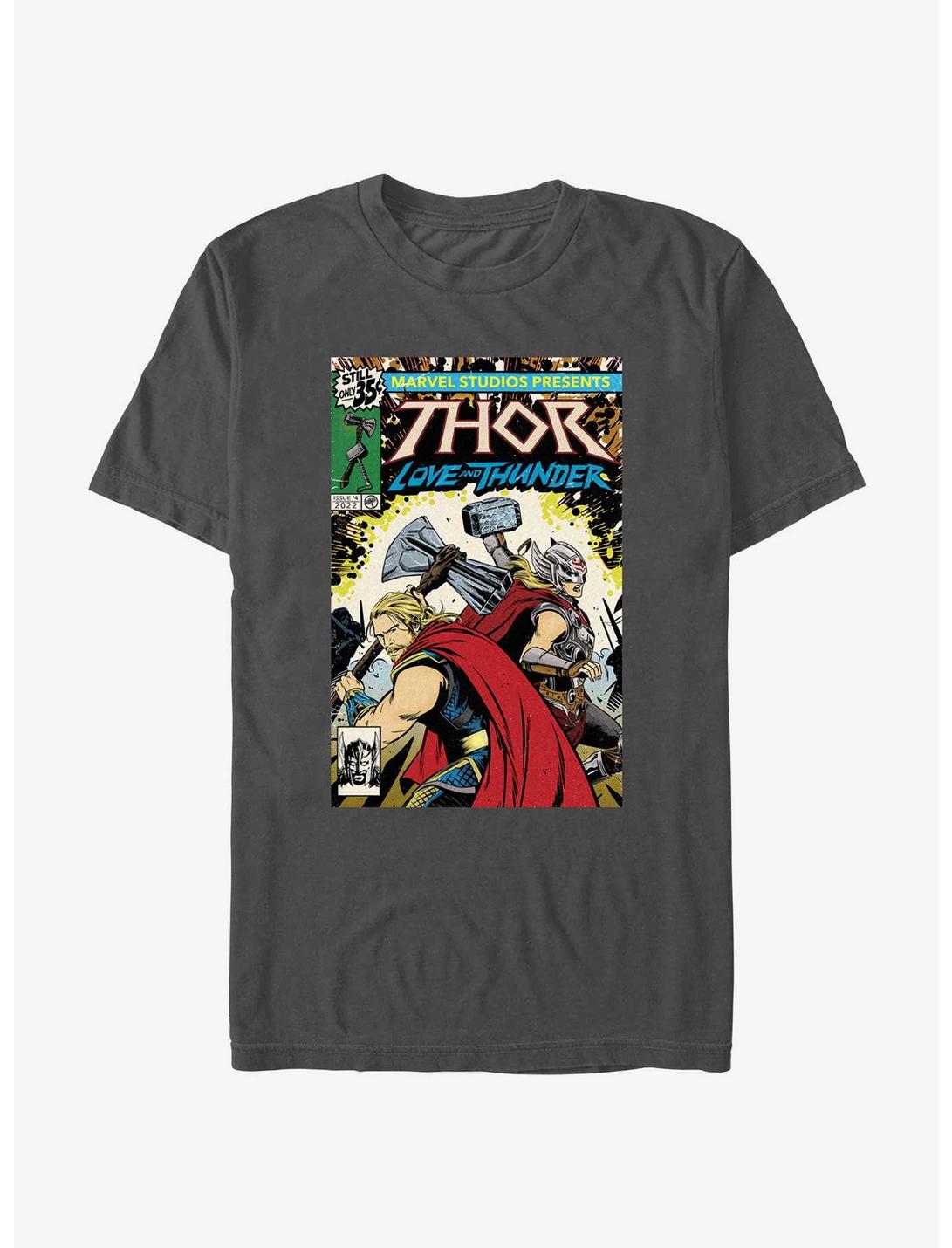 Marvel Thor: Love And Thunder Two Thors Comic Cover T-Shirt, CHARCOAL, hi-res