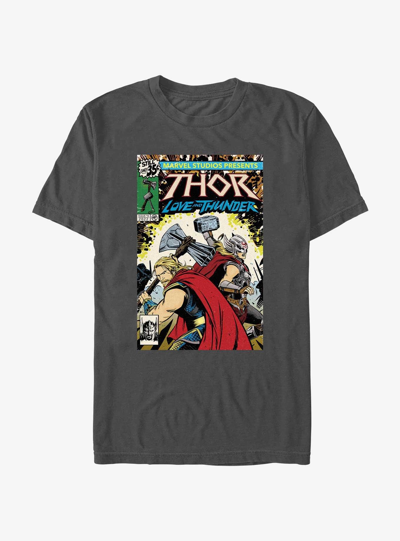 Marvel Thor: Love And Thunder Two Thors Comic Cover T-Shirt, CHARCOAL, hi-res