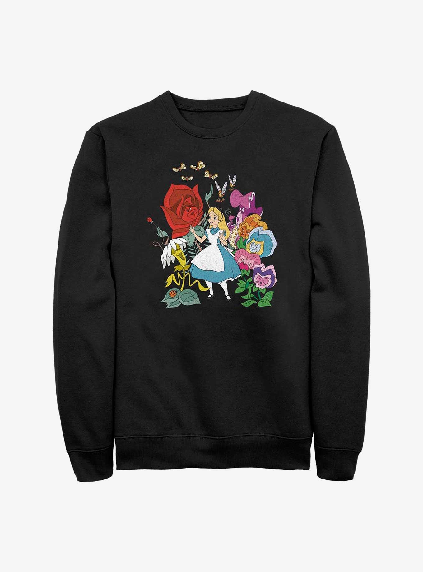 Disney Alice in Wonderland Flower Afternoon Sweatshirt, BLACK, hi-res