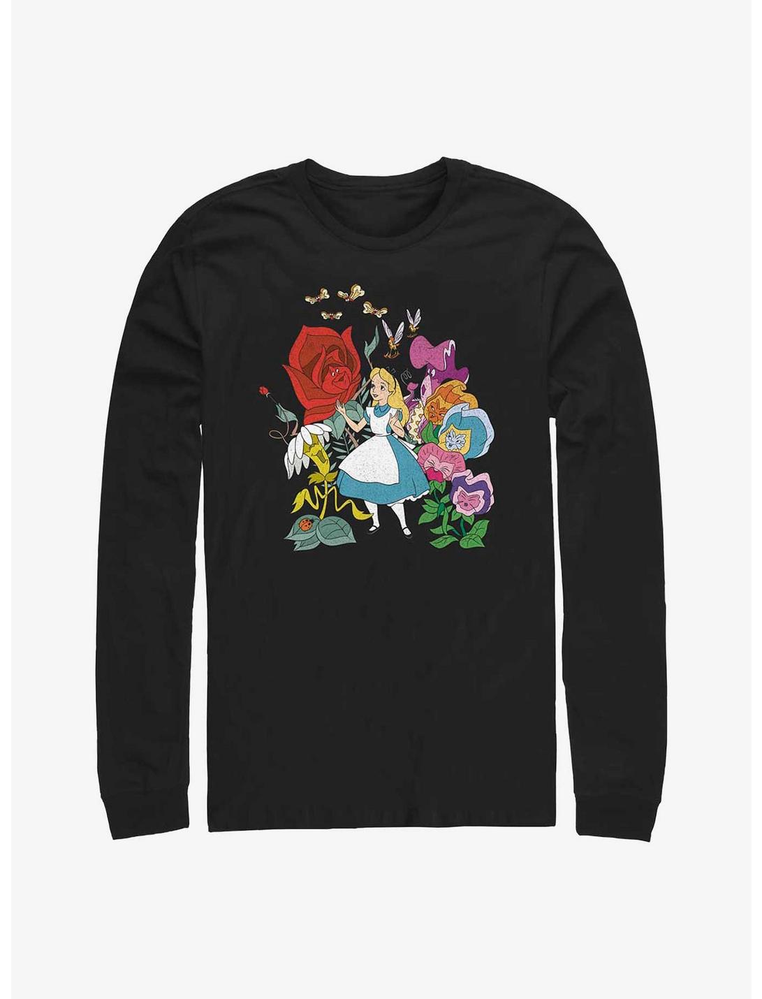 Disney Alice in Wonderland Flower Afternoon Long-Sleeve T-Shirt, BLACK, hi-res