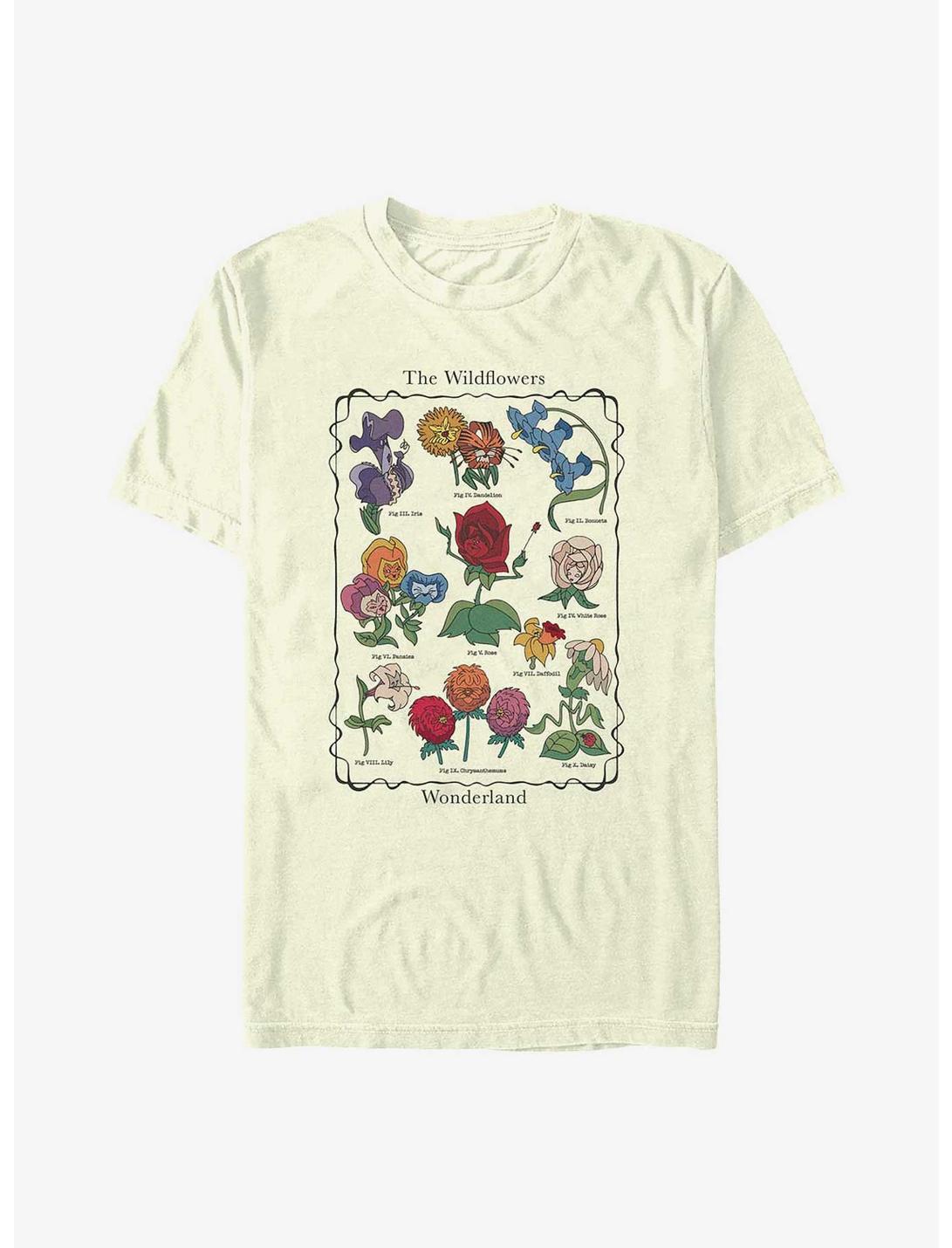Disney Alice in Wonderland Wildflowers Chart T-Shirt, NATURAL, hi-res