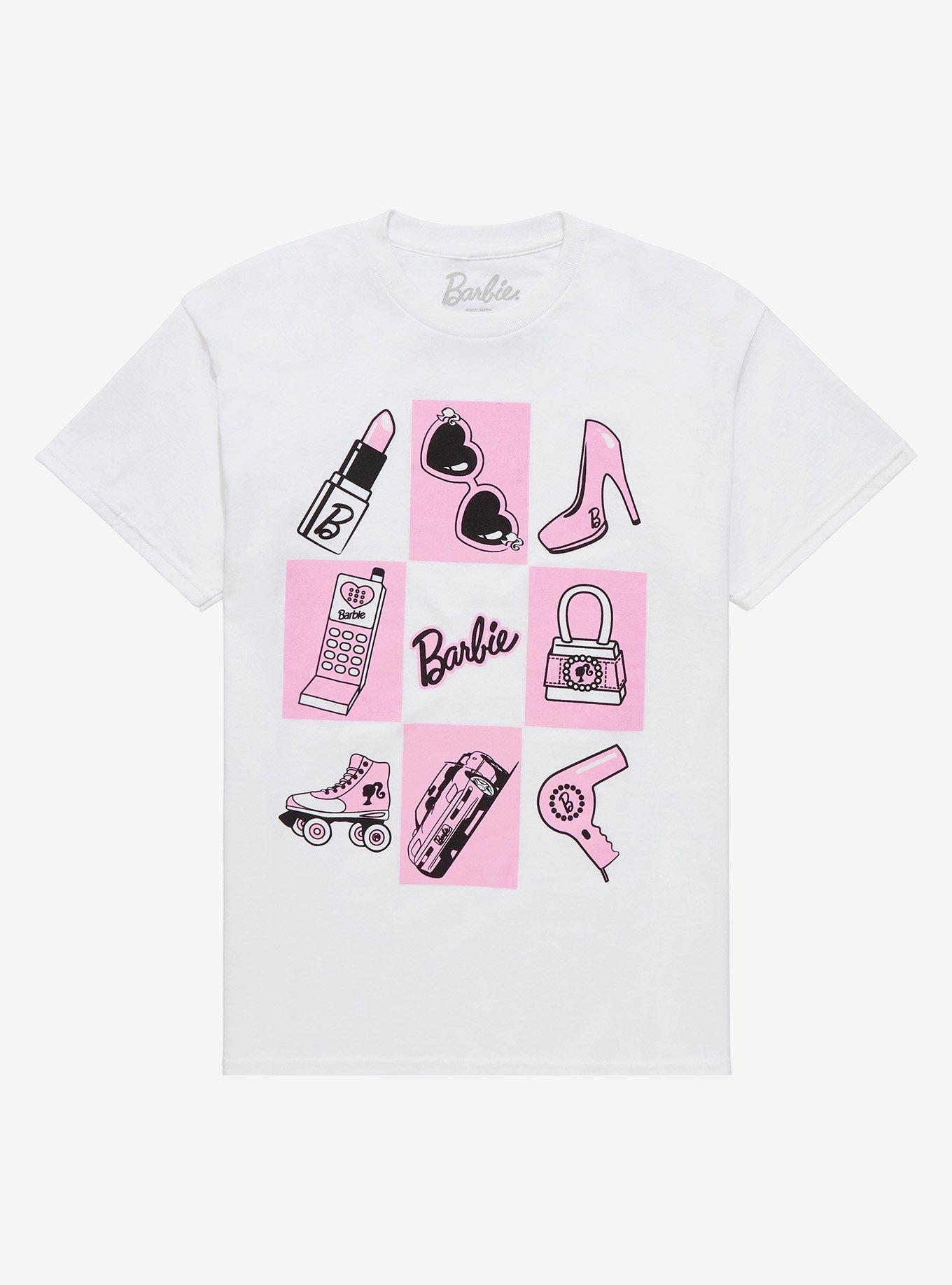 Barbie Icon Grid Checker Boyfriend Fit Girls T-Shirt, MULTI, hi-res