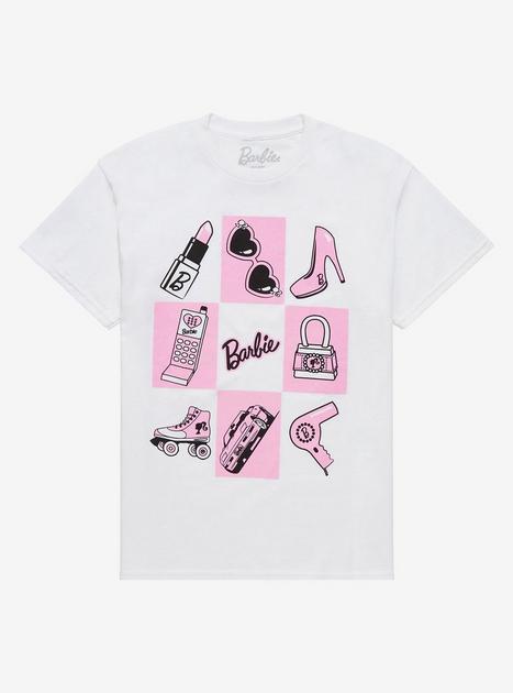 Barbie Icon Grid Checker Boyfriend Fit Girls T-Shirt | Hot Topic