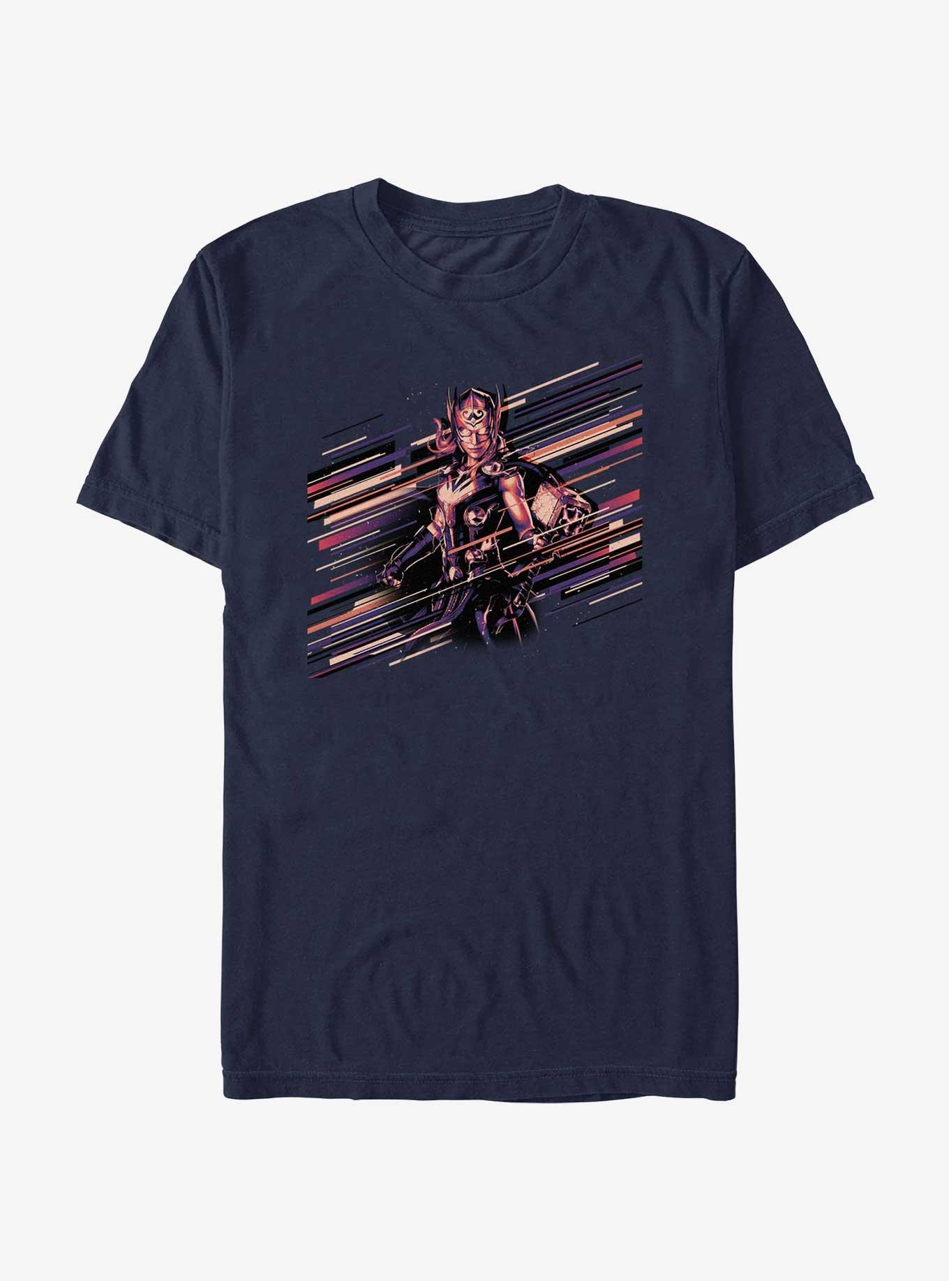 Marvel Thor: Love And Thunder Stripe Art Mighty Thor T-Shirt, NAVY, hi-res