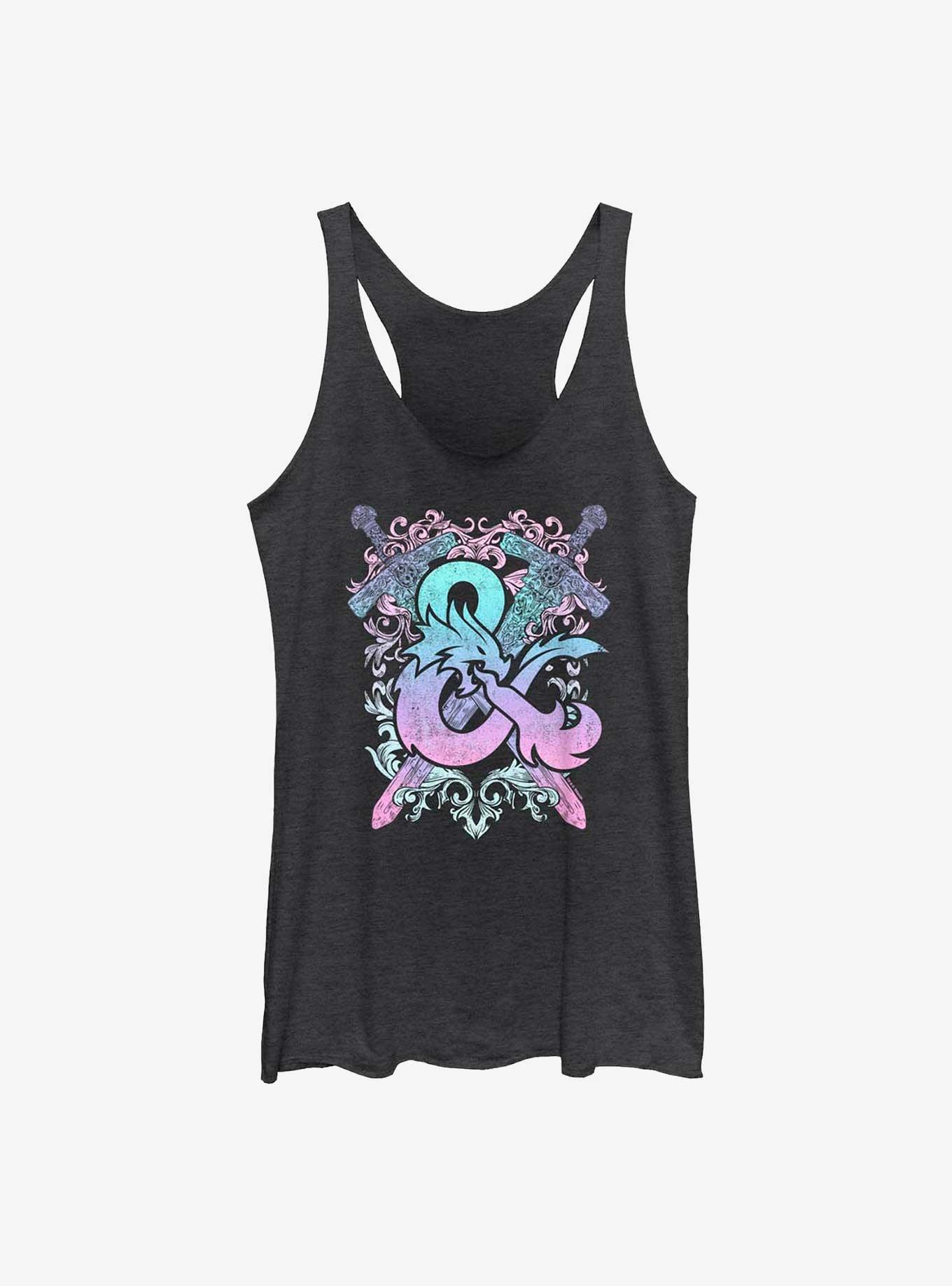 Dungeons and Dragons Pastel Logo  Girls Tank, BLK HTR, hi-res