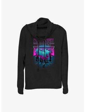 Stranger Things Neon Group Cowl Neck Long-Sleeve Top, , hi-res