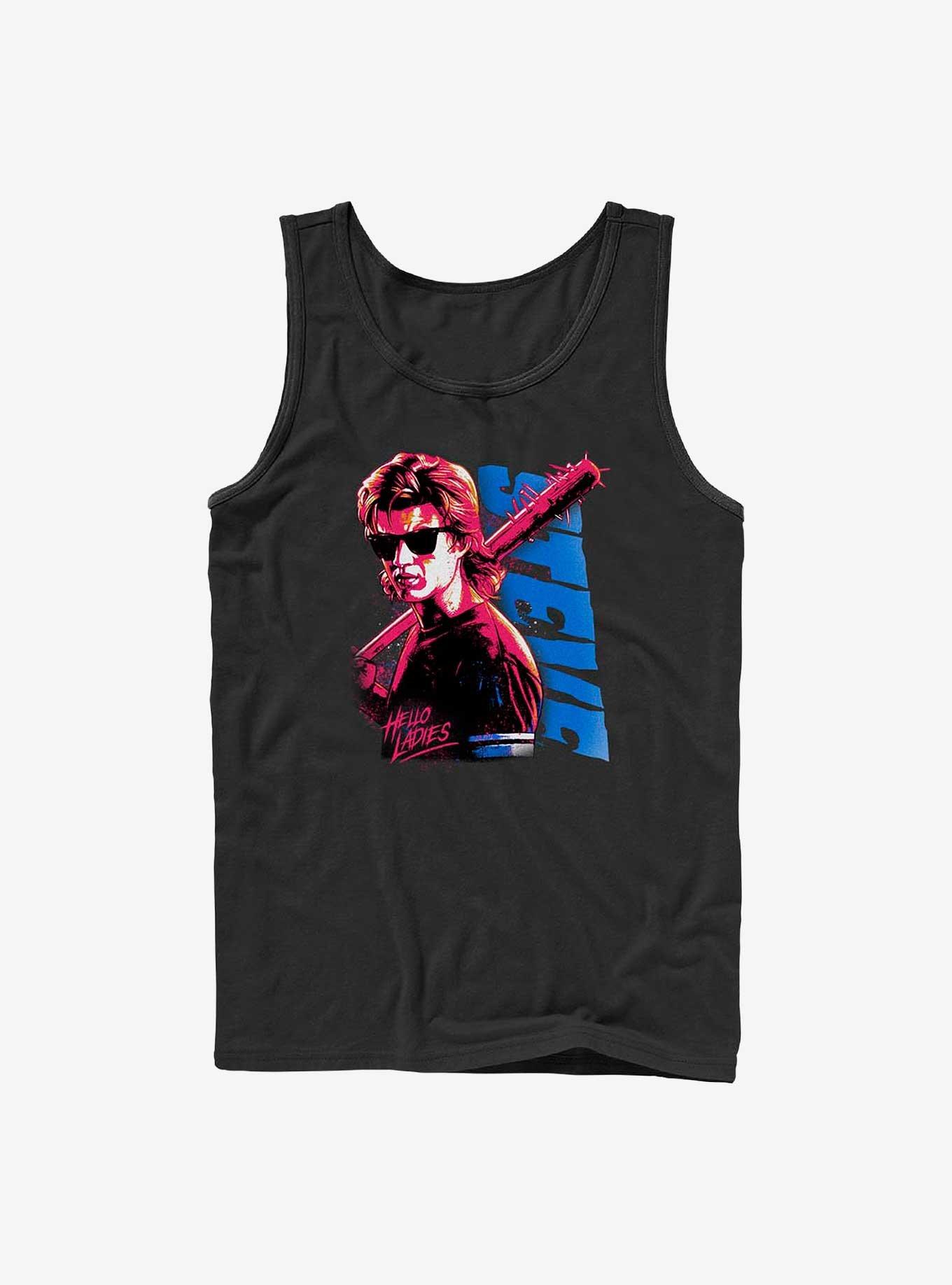 Stranger Things Steve Hello Ladies Tank, BLACK, hi-res