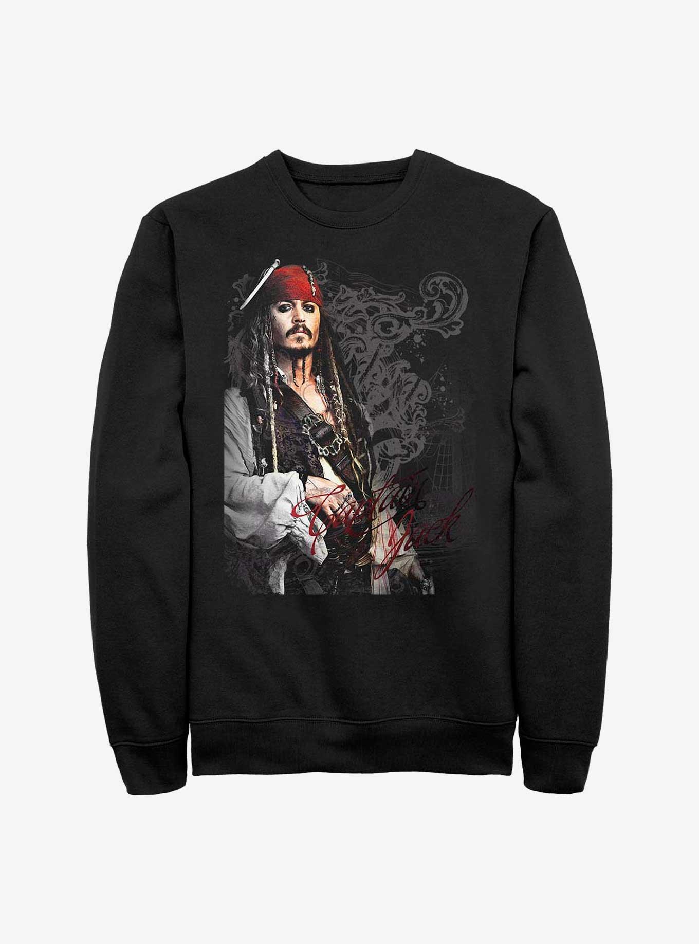 Disney Pirates of the Caribbean Ornate Captain Jack Sweatshirt, BLACK, hi-res