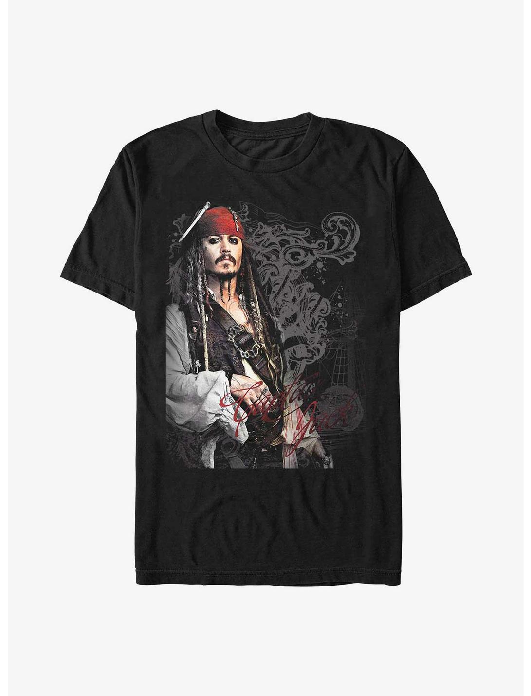 Disney Pirates of the Caribbean Ornate Captain Jack T-Shirt, BLACK, hi-res