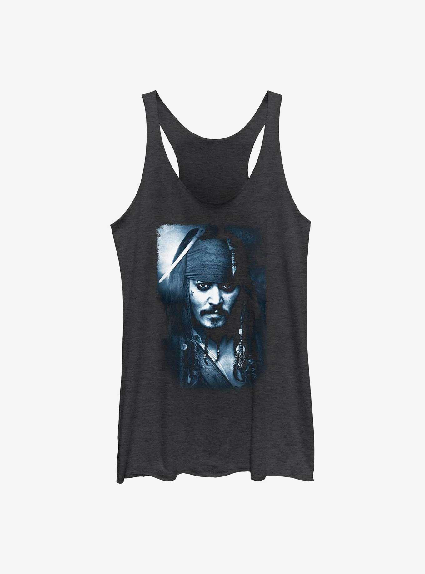 Disney Pirates of the Caribbean Captain Jack Womens Tank Top, BLK HTR, hi-res