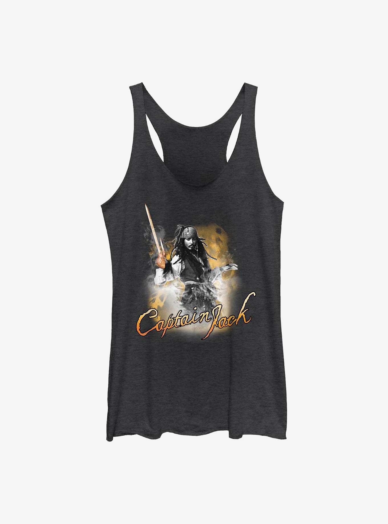 Disney Pirates of the Caribbean Captain Jack Poster Womens Tank Top, BLK HTR, hi-res