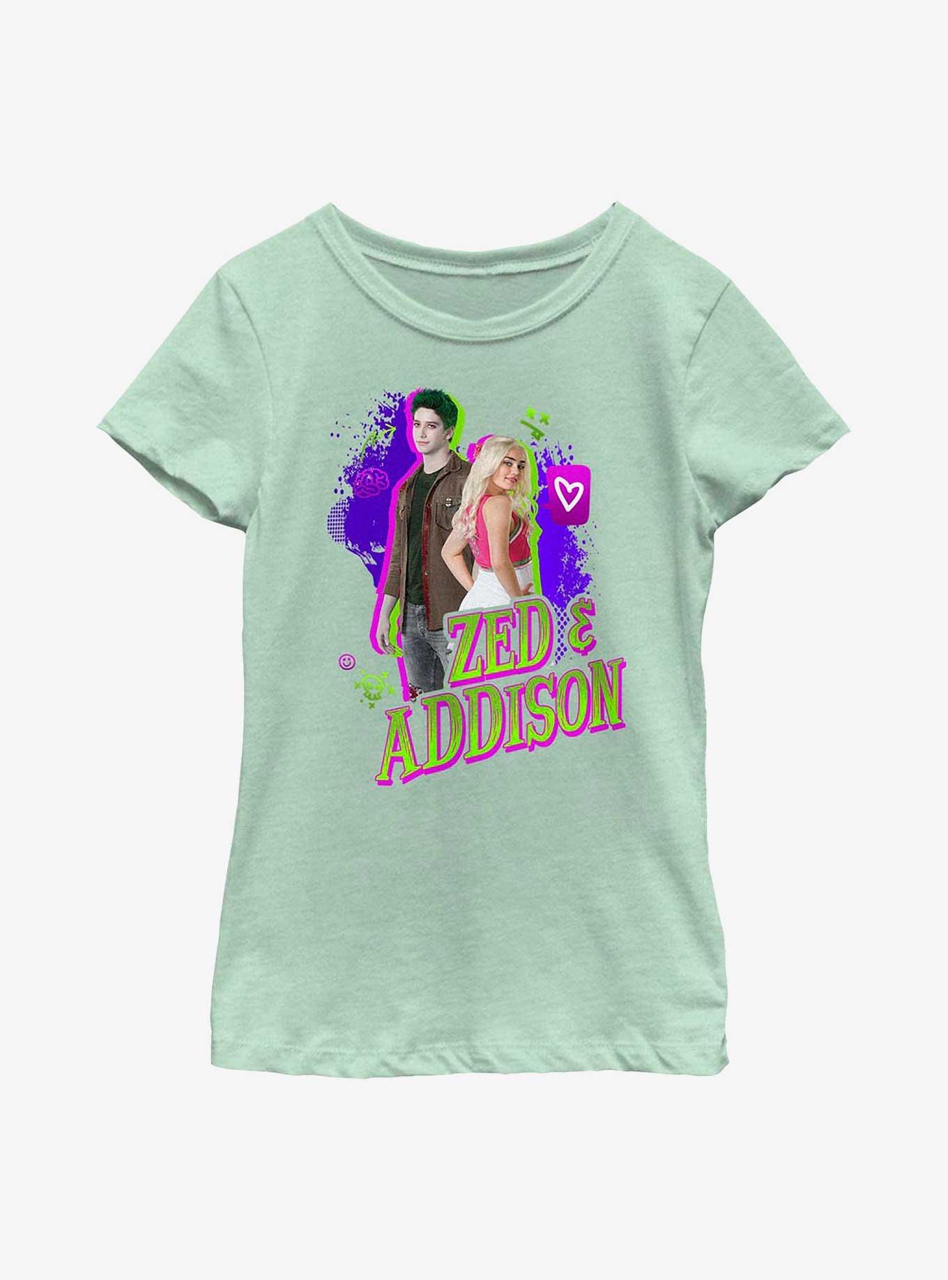 Disney Zombies Zed And Addison Youth Girls T-Shirt, MINT, hi-res