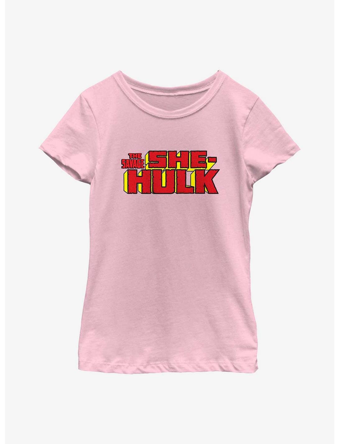 Marvel She-Hulk Logo Youth Girls T-Shirt, PINK, hi-res