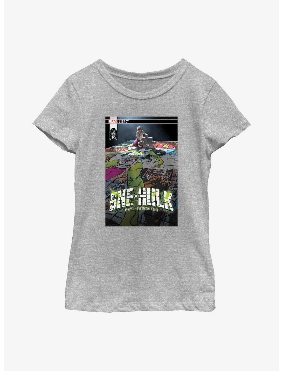 Marvel She-Hulk Legacy Puzzle Comic Youth Girls T-Shirt, ATH HTR, hi-res