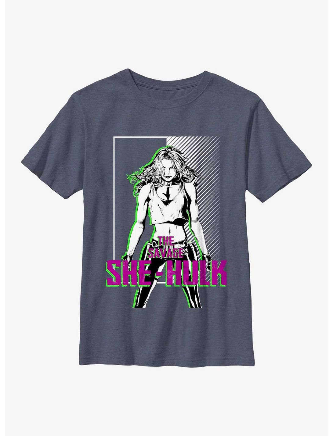 Marvel She-Hulk Savage Youth T-Shirt, NAVY HTR, hi-res