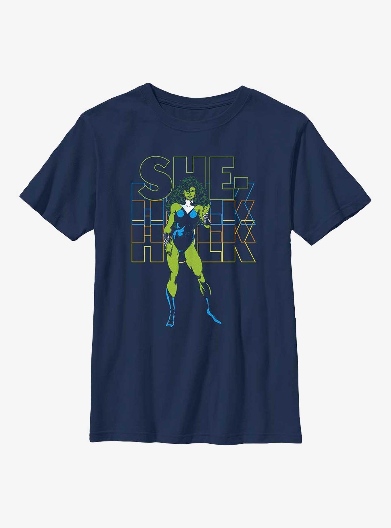 Marvel She-Hulk Name Stack Youth T-Shirt, NAVY, hi-res