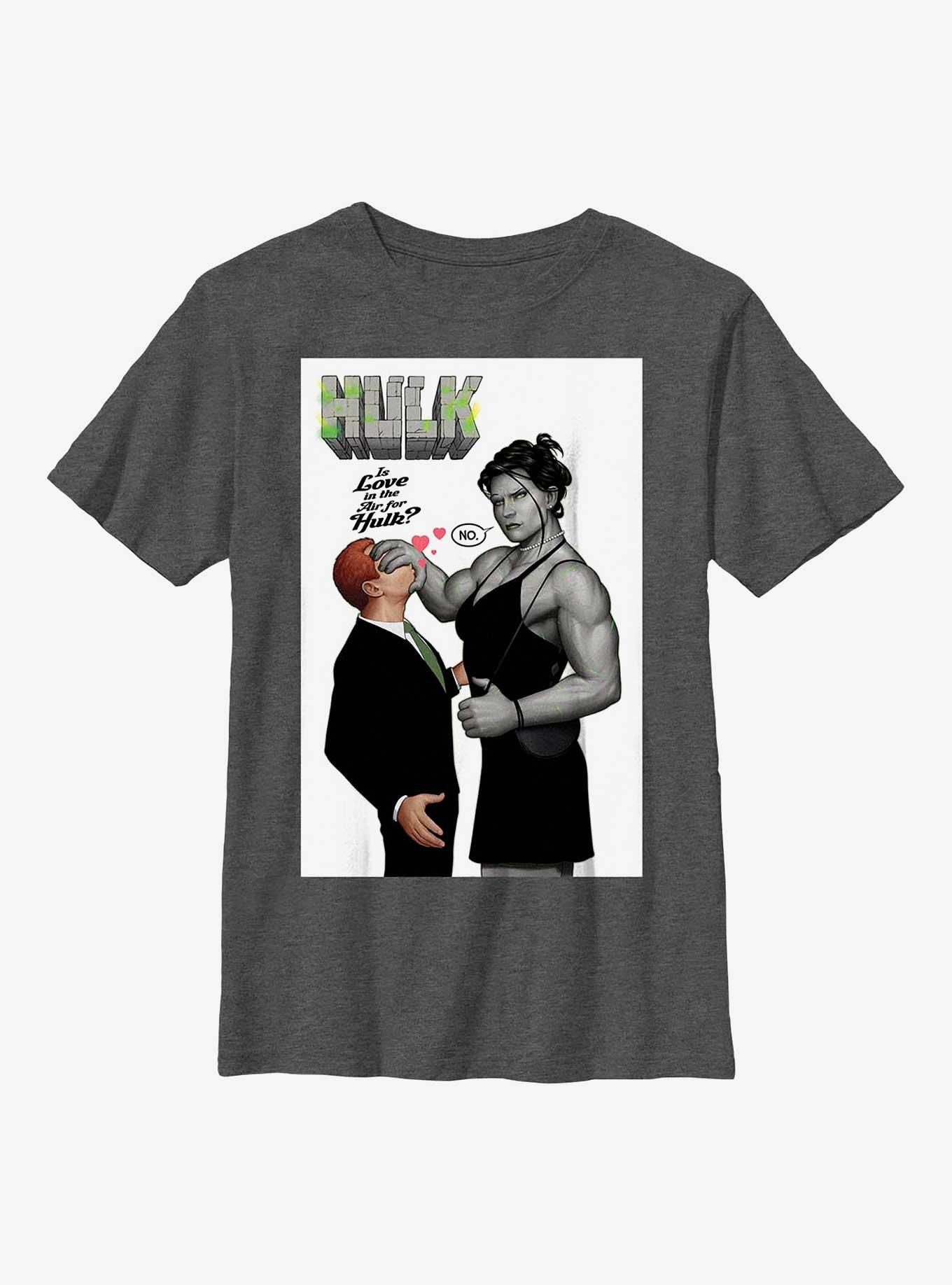 Marvel She-Hulk Love In The Air Comic Youth T-Shirt, CHAR HTR, hi-res