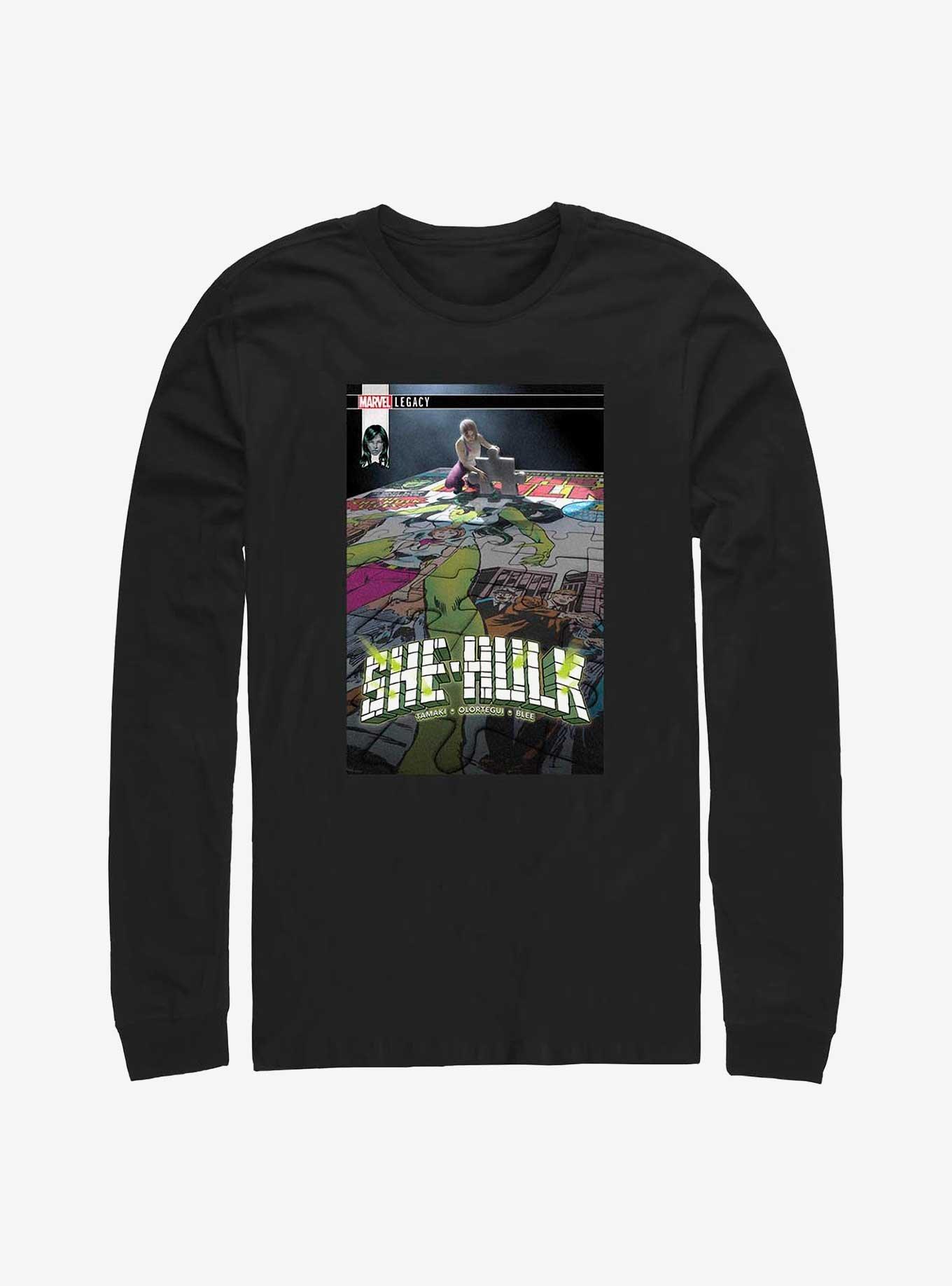 Marvel She-Hulk Legacy Puzzle Comic Long-Sleeve T-Shirt, BLACK, hi-res