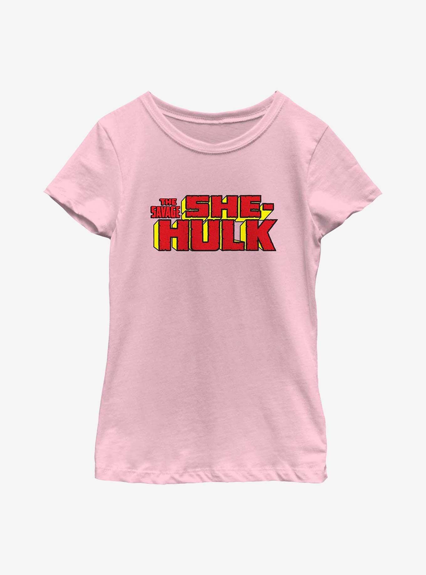 Marvel She-Hulk Logo Youth Girls T-Shirt, PINK, hi-res