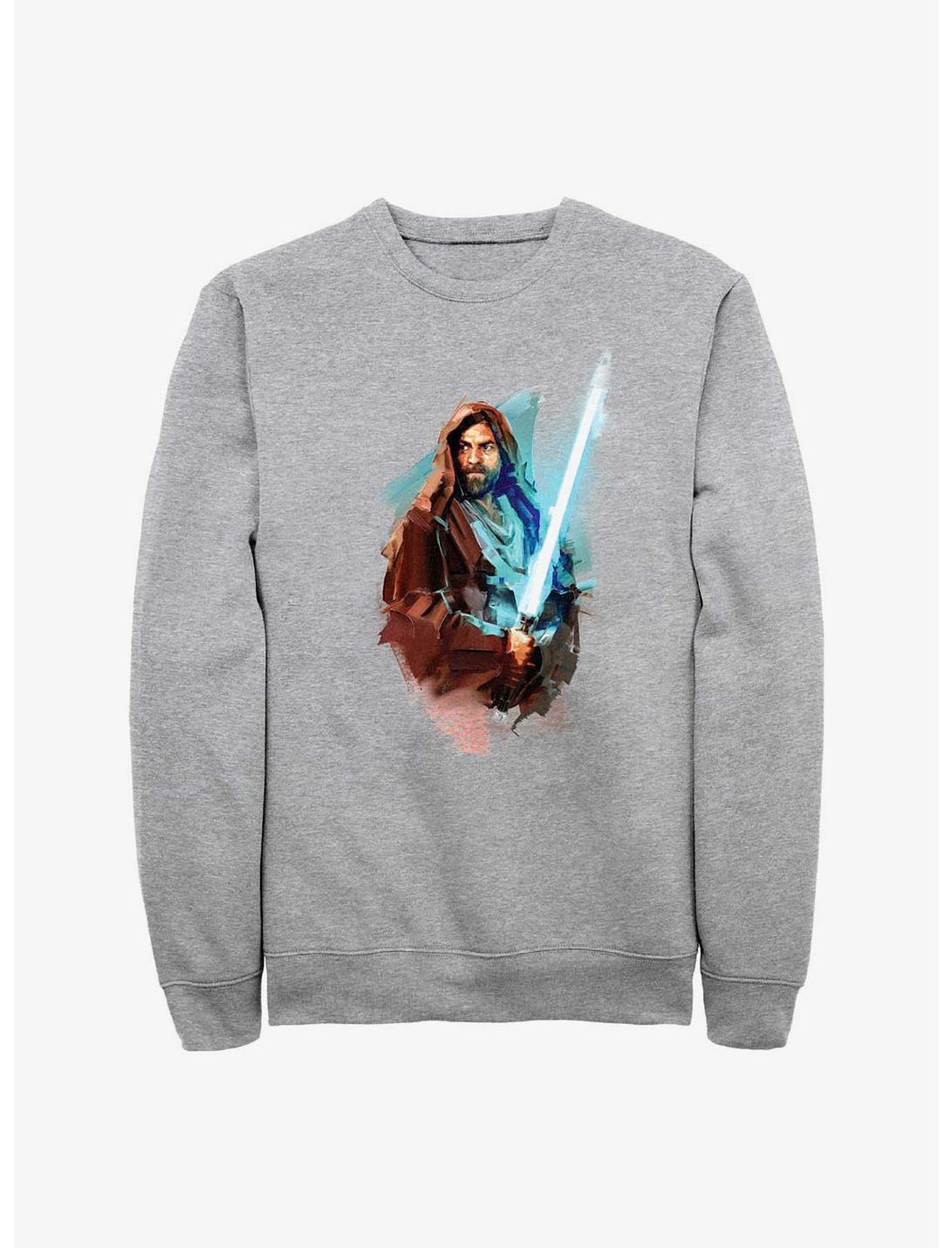 Star Wars Obi-Wan Kenobi Watercolor Style Sweatshirt, ATH HTR, hi-res