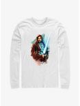 Star Wars Obi-Wan Kenobi Watercolor Style Long-Sleeve T-Shirt, WHITE, hi-res