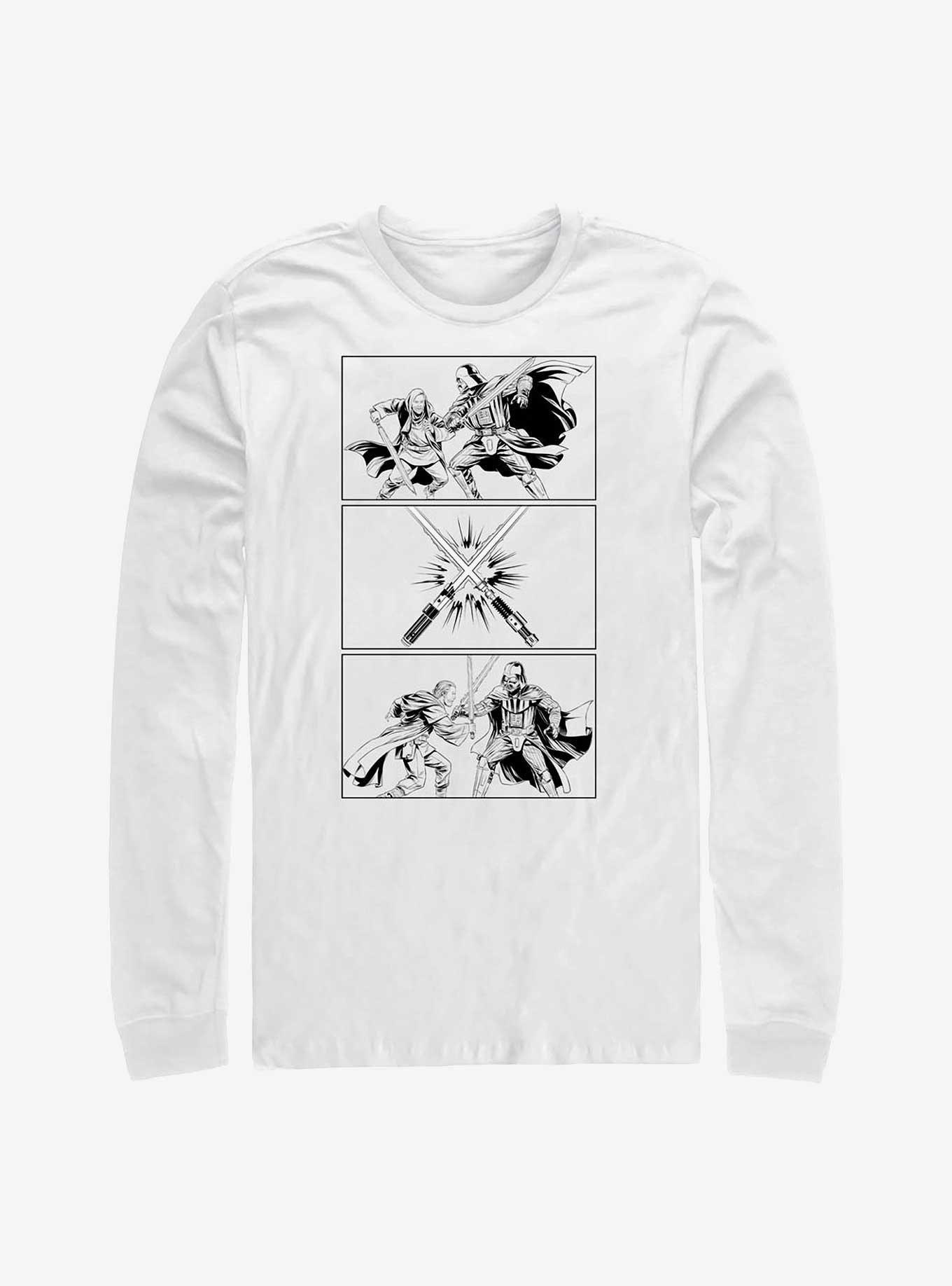 Star Wars Obi-Wan Kenobi Darth Vader Fight Panels Long-Sleeve T-Shirt, , hi-res