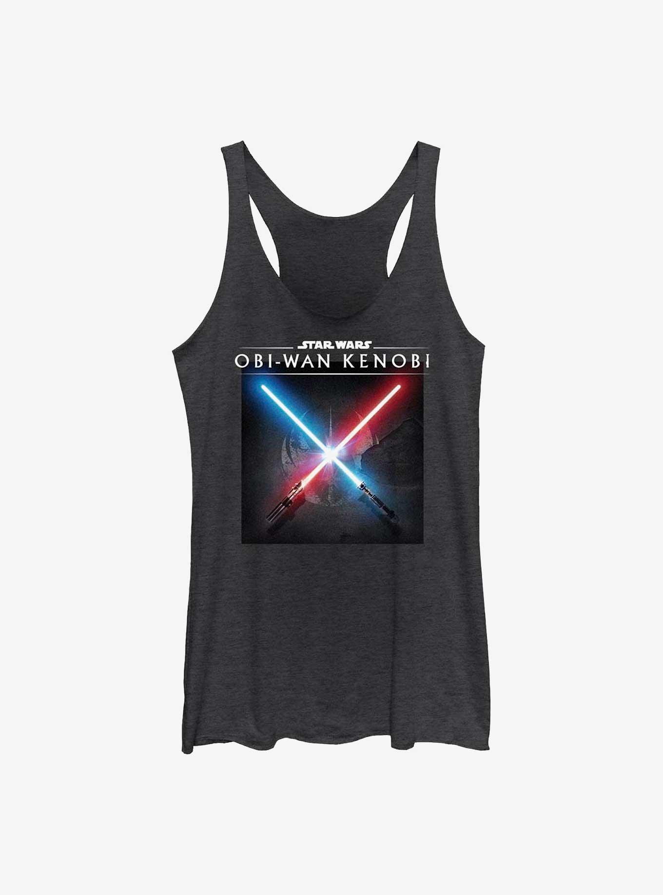 Star Wars Obi-Wan Kenobi Light Saber Clash Womens Tank Top, BLK HTR, hi-res