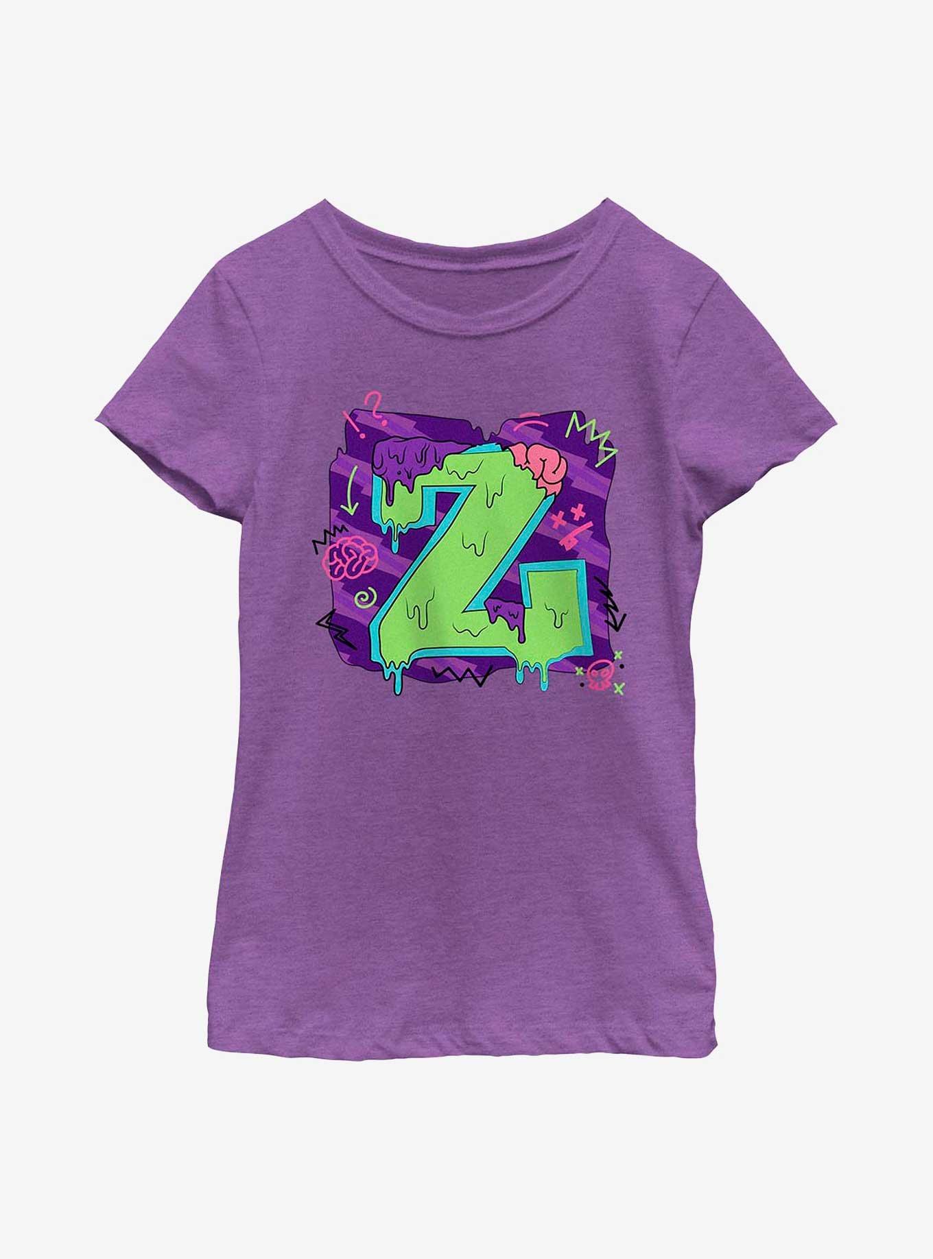 Disney Zombies Seabrook Football Letter Youth Girls T-Shirt, PURPLE BERRY, hi-res