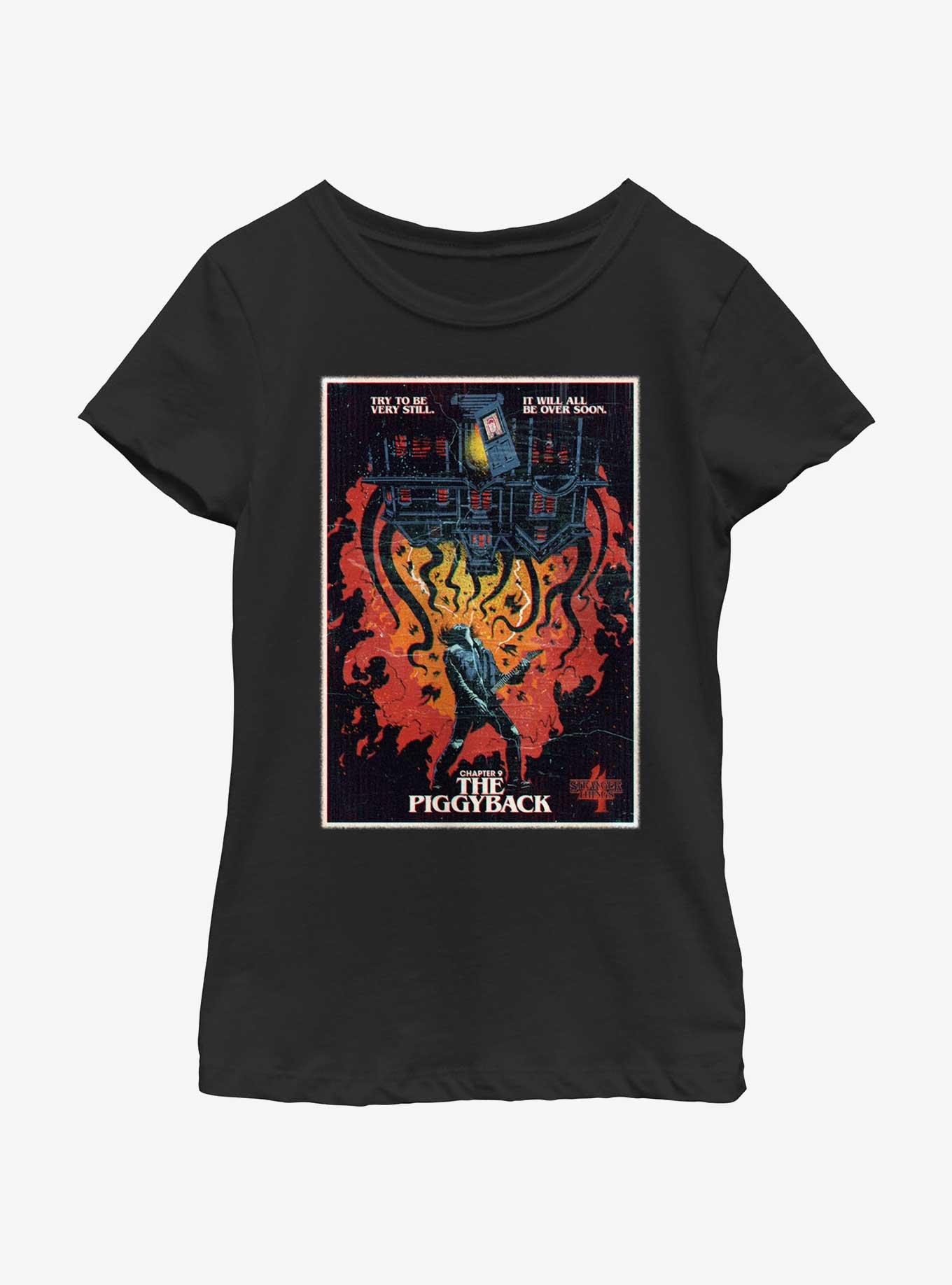 Stranger Things X Butcher Billy The Piggyback Youth Girls T-Shirt, BLACK, hi-res