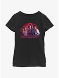 Stranger Things Most Miles Traveled In The Upside Down Youth Girls T-Shirt, BLACK, hi-res