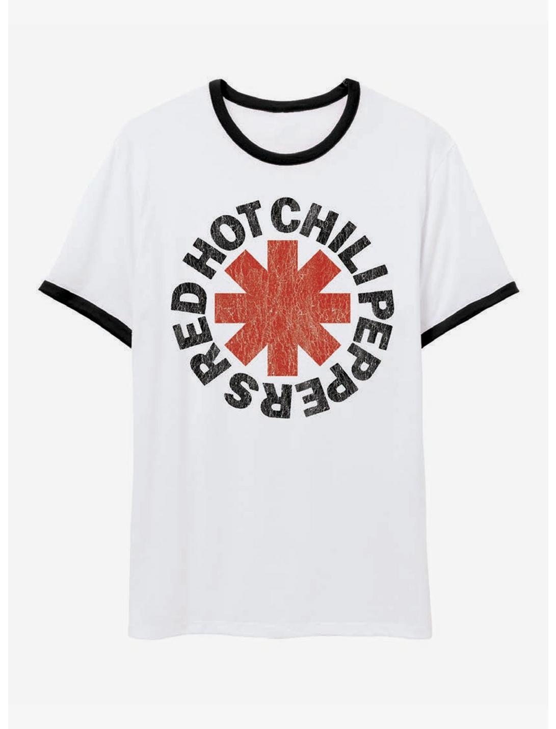 Red Hot Chili Peppers Logo Boyfriend Fit Girls Ringer T-Shirt, BRIGHT WHITE, hi-res