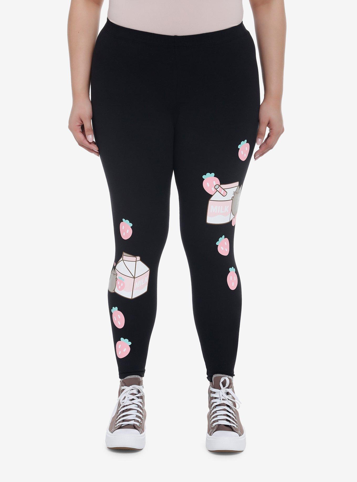 Pusheen Strawberry Milk Leggings Plus Size, MULTI, hi-res