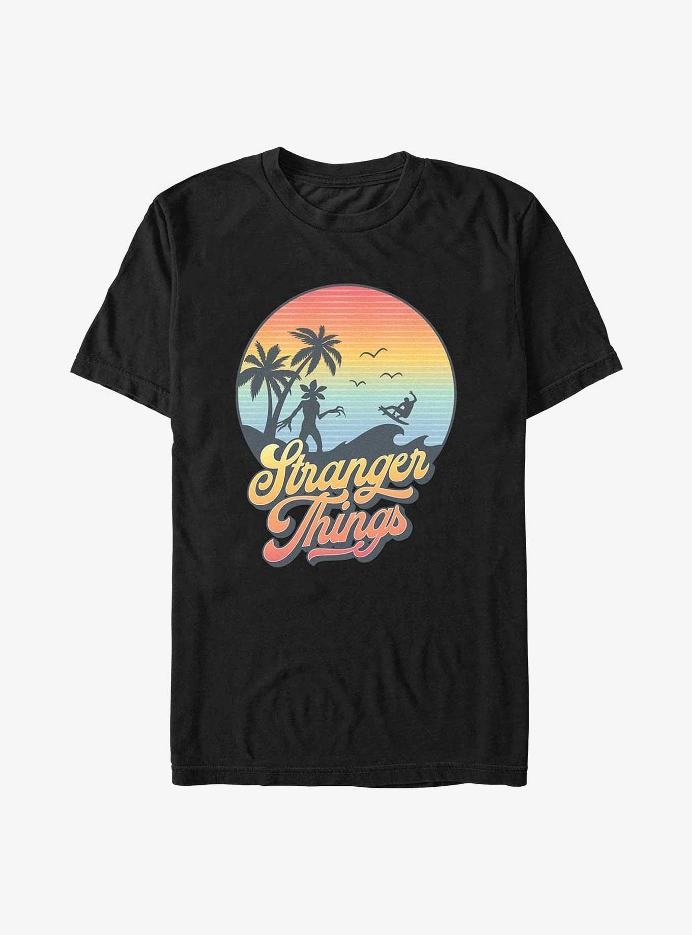 Stranger Things Retro Sun Logo T-Shirt, BLACK, hi-res