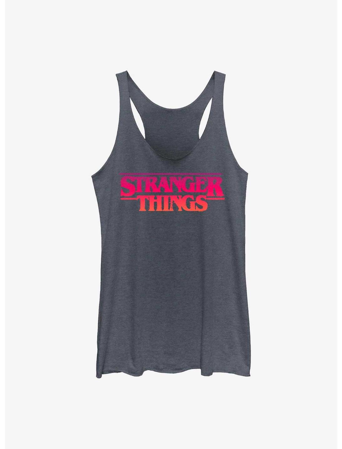 Stranger Things Grunge Logo Womens Tank Top, NAVY HTR, hi-res