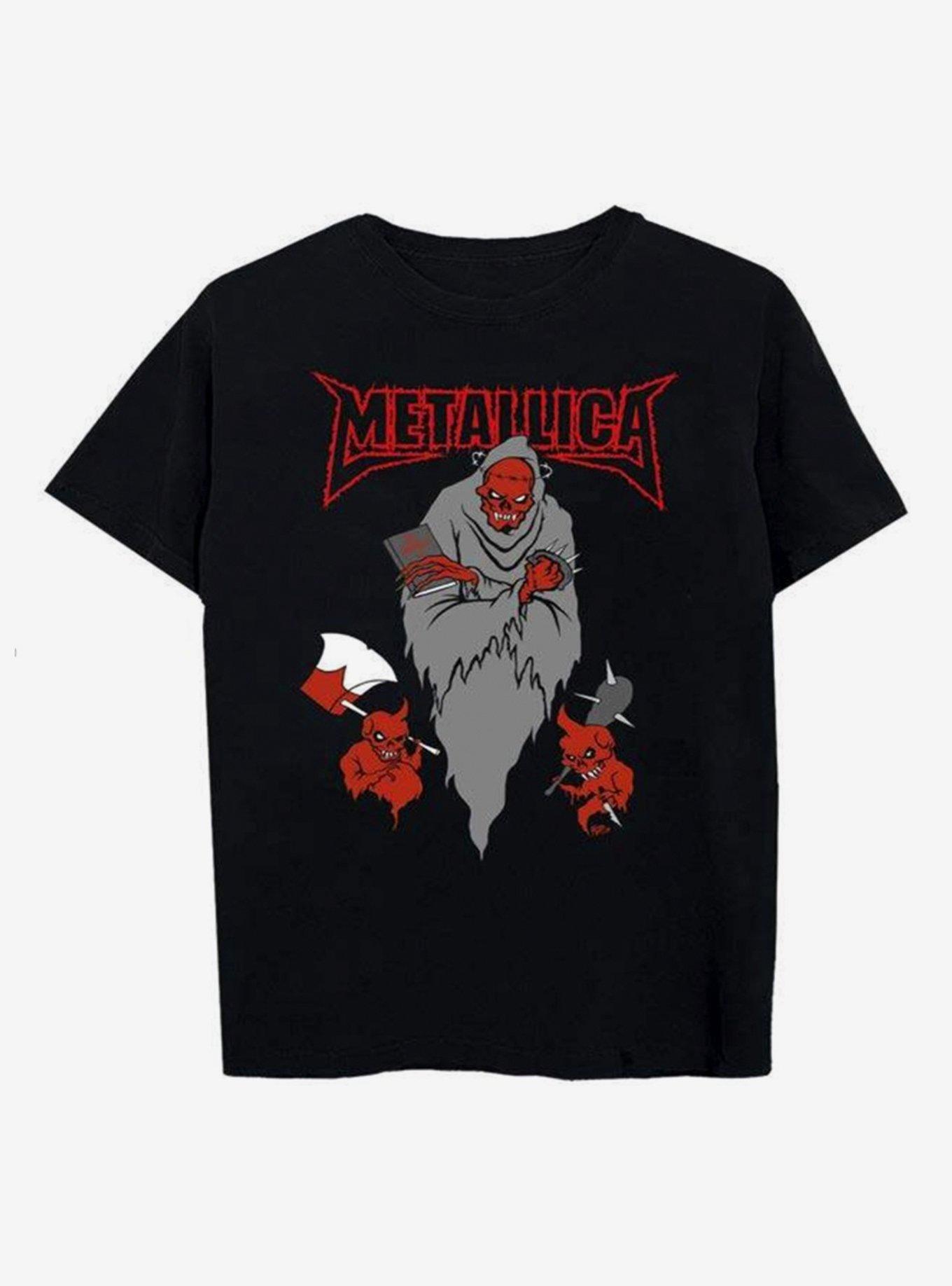 Metallica Trio Of Devils Boyfriend Fit Girls T-Shirt, BLACK, hi-res