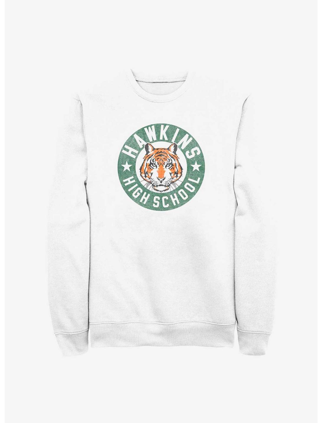 Stranger Things Hawkins High Tiger Emblem Sweatshirt, WHITE, hi-res