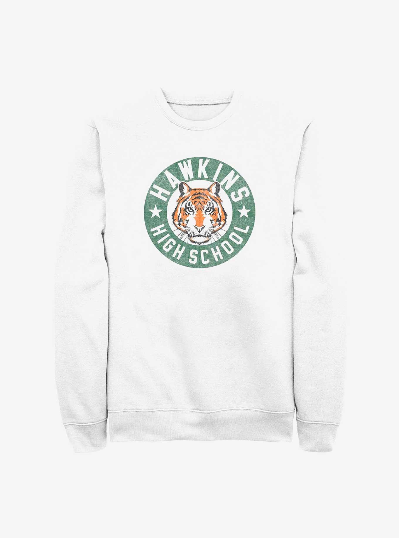 Stranger Things Hawkins High Tiger Emblem Sweatshirt, WHITE, hi-res