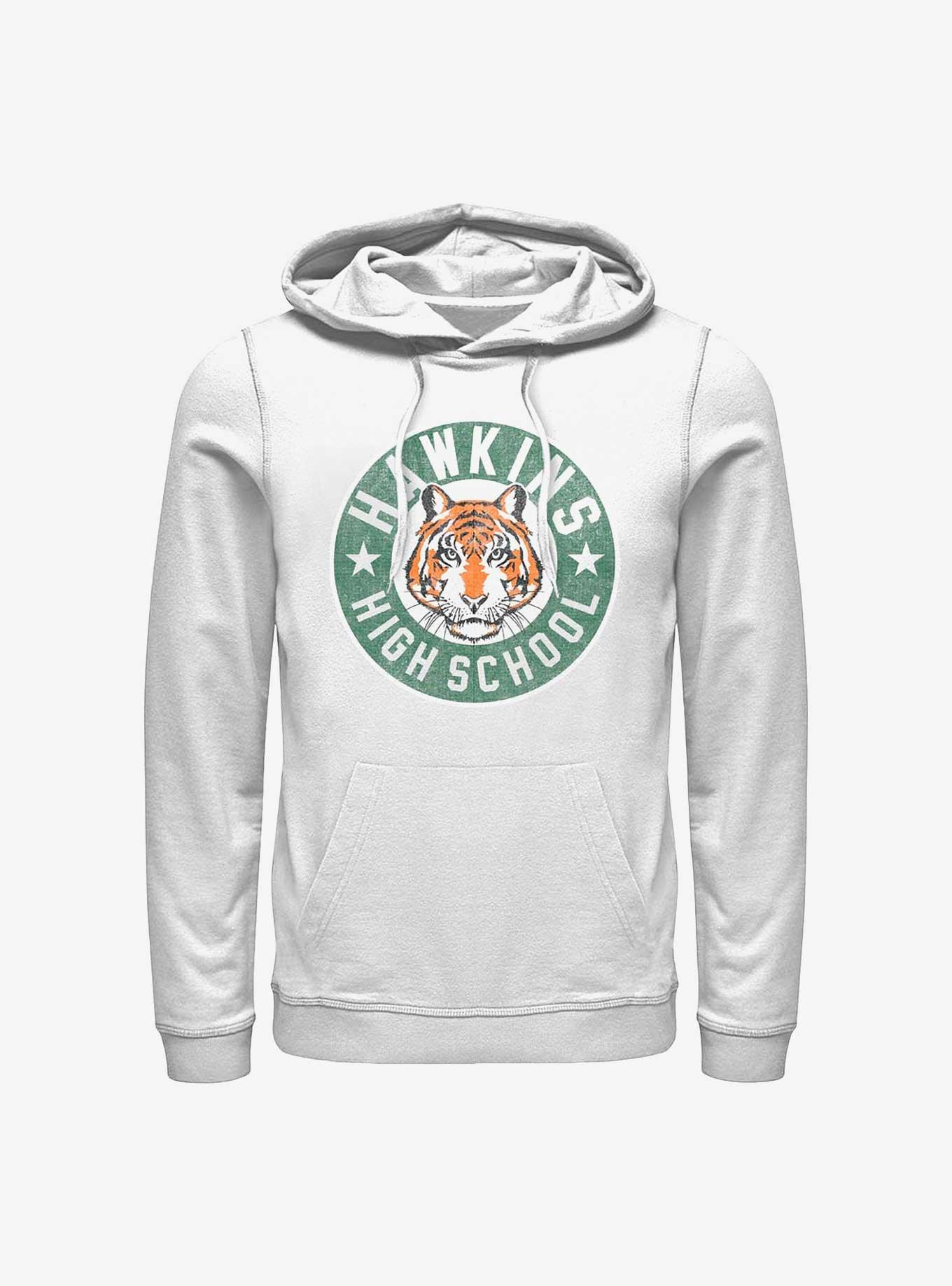 Stranger Things Hawkins High Tiger Emblem Hoodie, WHITE, hi-res