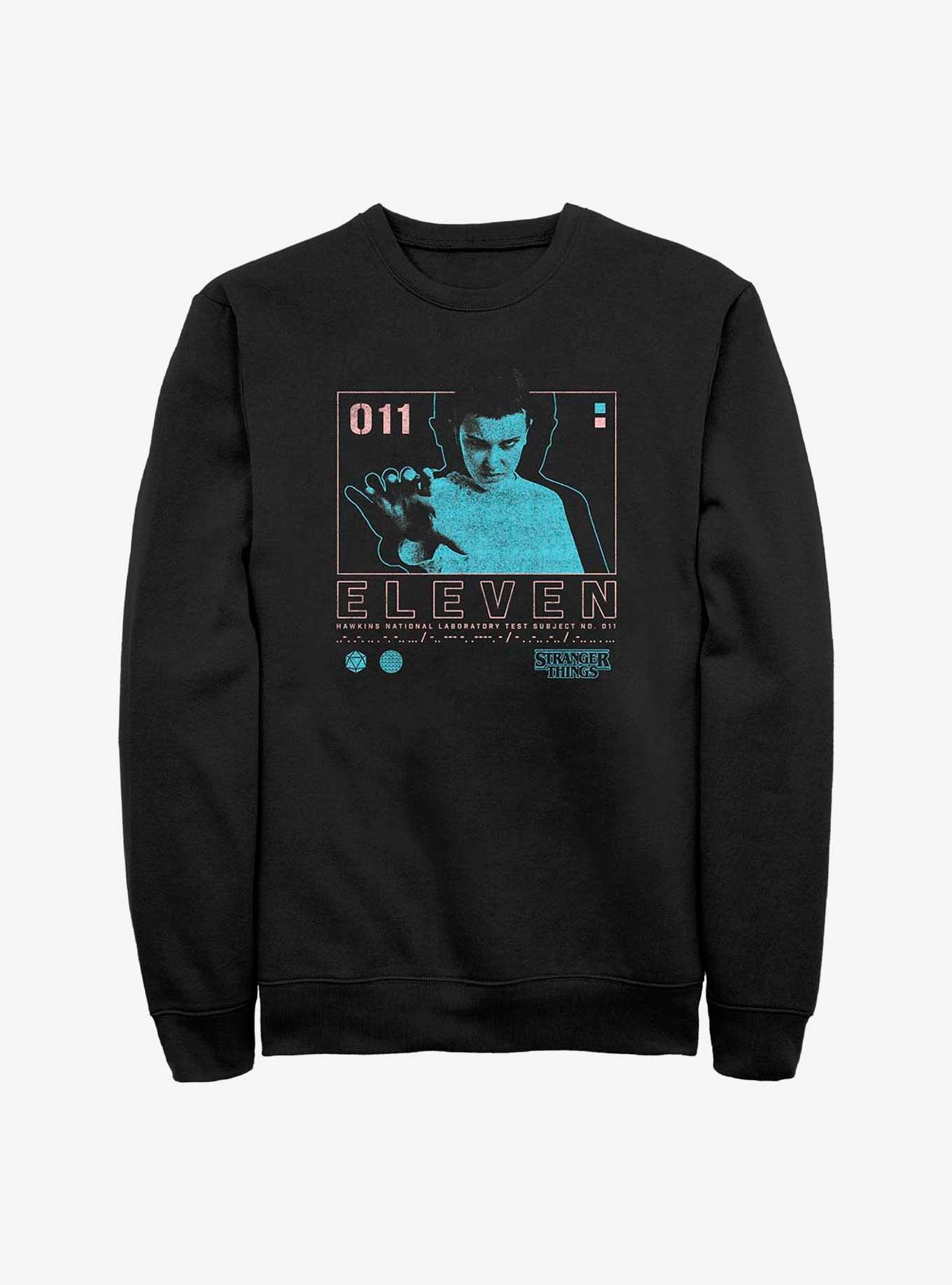 Stranger Things Eleven Infographic Sweatshirt, BLACK, hi-res