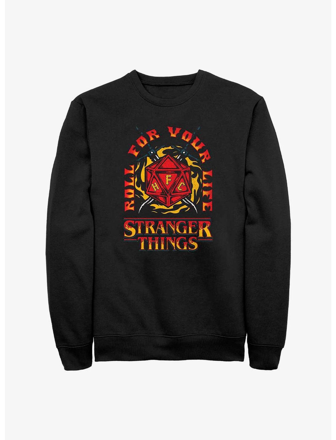Stranger Things Fire And Dice Sweatshirt, BLACK, hi-res