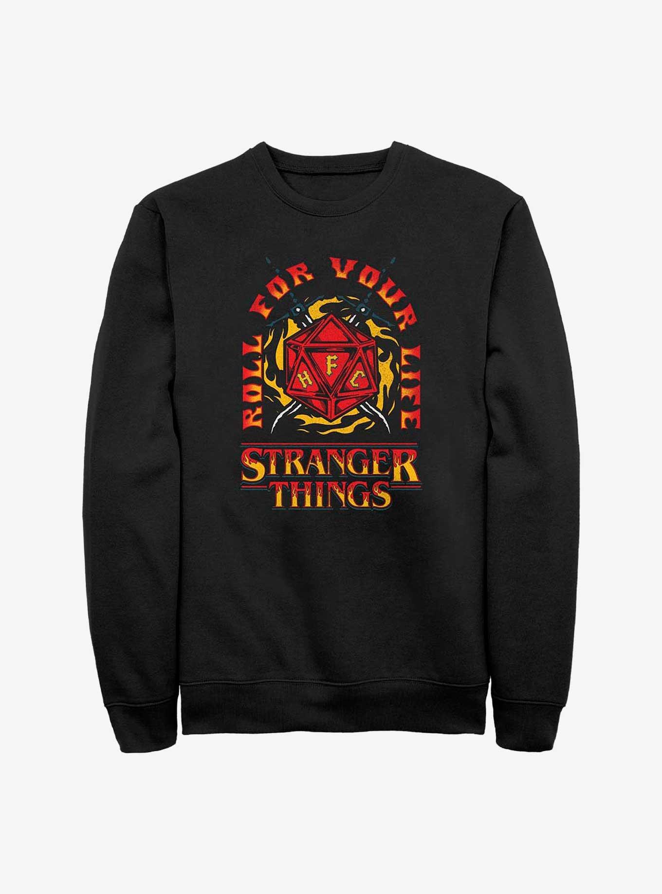 Stranger Things Fire And Dice Sweatshirt, BLACK, hi-res