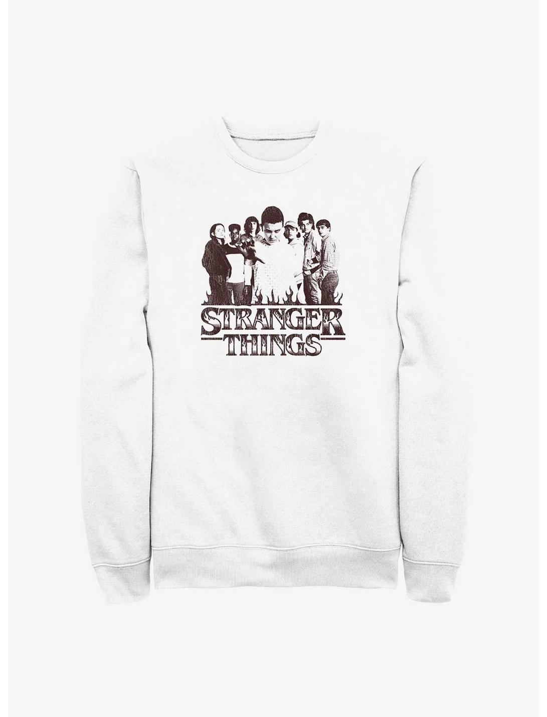 Stranger Things Group Focus Sweatshirt, WHITE, hi-res